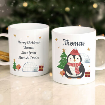 Personalised Christmas Penguin Plastic Mug – Perfect For Children’s Christmas Drinks, 2 of 5
