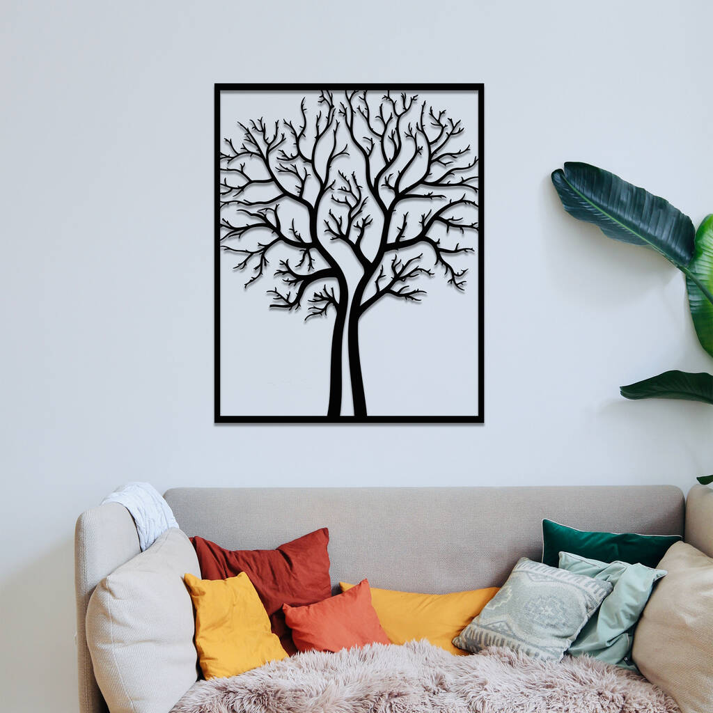 Handmade Wooden Tree Silhouette Wall Art For Living Room Decor, 1 of 9