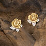 Rose Necklace And Studs Set In 18 Ct Gold On Silver, thumbnail 2 of 3