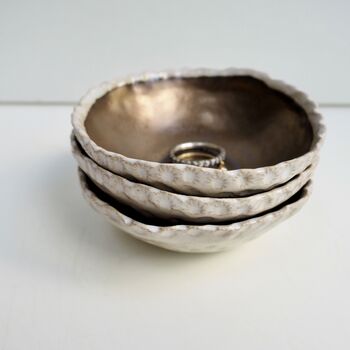 Handmade Mini Gold Ceramic Pottery Ring Dish, 2 of 7