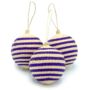 Purple Striped Christmas Baubles Pack Of Three, thumbnail 2 of 7
