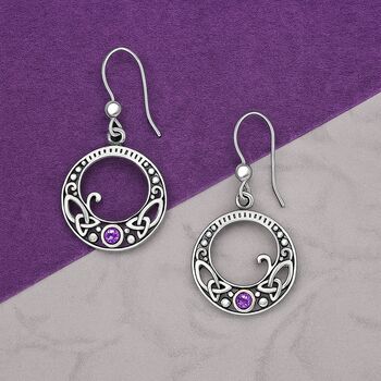 Sterling Silver Celtic Knot Amethyst Earrings, 4 of 7