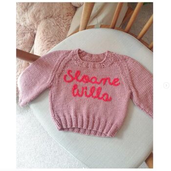 Hand Knitted Matching Sibling Name Jumpers, 6 of 11