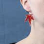 Red Maple Leaf Autumn Earrings, thumbnail 1 of 2