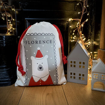 Personalised Christmas Eve Polar Bear Santa Sack, 6 of 6