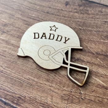 Personalised Father's Day Card With Wooden American Football Helmet, 6 of 7
