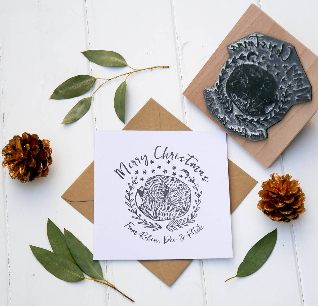 Christmas Card Stamp With Fox, 1 of 5