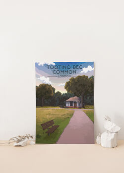 Tooting Bec Common London Travel Poster Art Print, 2 of 8