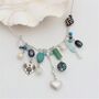 Turquoise And Green Gemstone Sterling Silver Charm Necklace, thumbnail 1 of 11