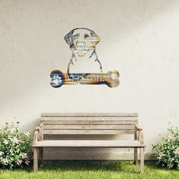 Personalised Labrador Retriever Welcome Gift Metal Wall Art Decor For Home Or Garden, 5 of 11