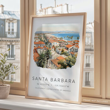 Travel Destination Landmark Art Posters For Santa Barbara California, 2 of 7