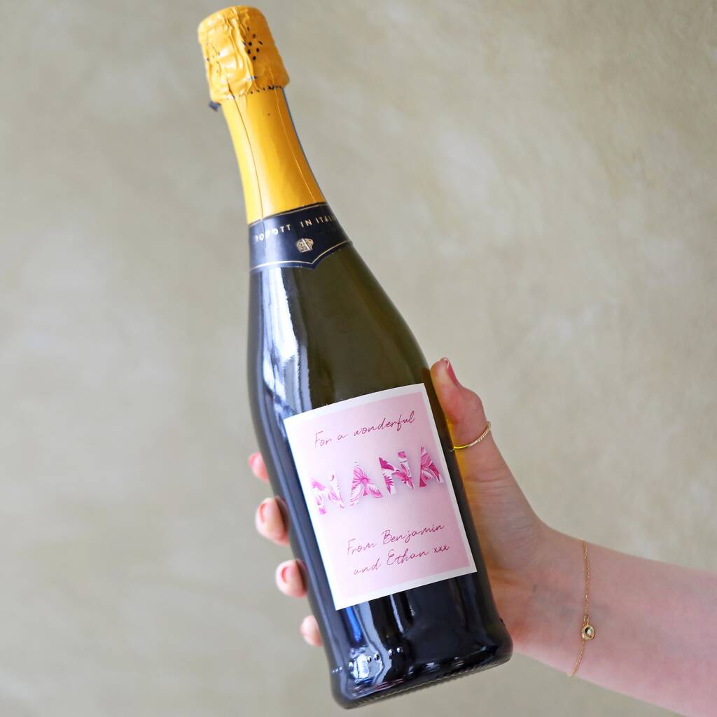 Personalised Vintage Pink Nana Prosecco, 1 of 4