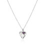 Silver Birthstone Heart Charm Necklace, thumbnail 2 of 8