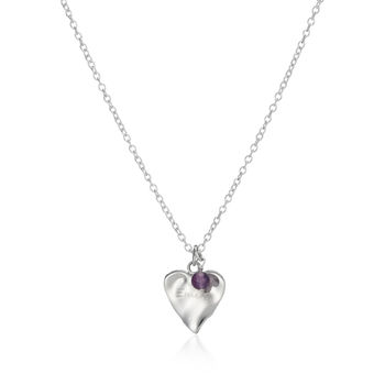 Silver Birthstone Heart Charm Necklace, 2 of 8