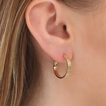 Sterling Silver Or Gold Plated Textured Hoop Earrings, 2 of 6