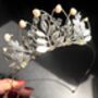 The Agatha Mini Crown Flower Girl Bridal Pearl Oak Leaf Tiara Headband, thumbnail 6 of 11