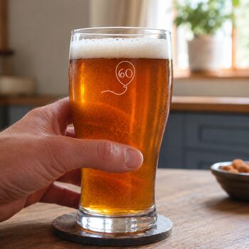 Engraved Pint Glass Personalised 60th Birthday Gift, 2 of 11