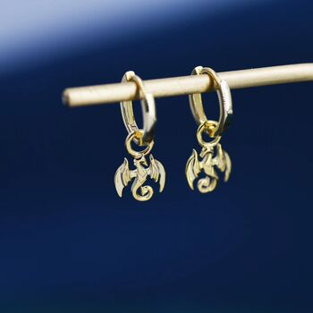 Sterling Silver Dragon Huggie Hoop Earrings, 4 of 12