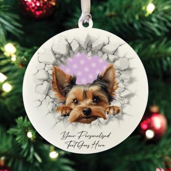 Personalised Christmas Yorkshire Terrier Break Through, 3 of 10