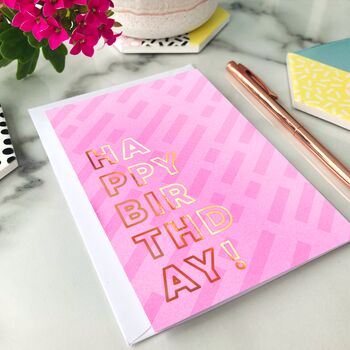 Pink And Rose Gold Birthday Card, 4 of 5