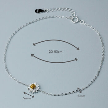 Sterling Silver Daisy Charm Anklet, 6 of 7