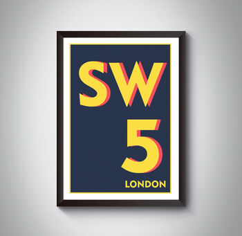 Sw5 Kensington, London Postcode Typography Print, 4 of 8
