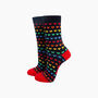 Rainbow Love Hearts Bamboo Socks In Navy, thumbnail 1 of 4