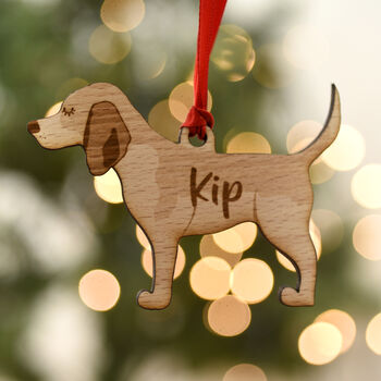 Beagle Personalised Dog Wooden Christmas Decoration, 7 of 7