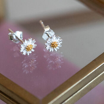 Spring Daisy Sterling Silver Stud Earrings, 3 of 6