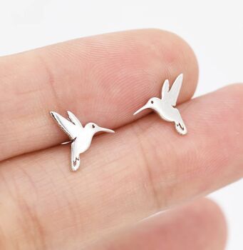 Hummingbird Stud Earrings In Sterling Silver, 6 of 9