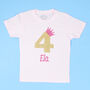 Personalised Birthday Princess Crown Kids T Shirt, thumbnail 3 of 4