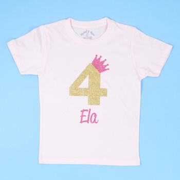 Personalised Birthday Princess Crown Kids T Shirt, 3 of 4