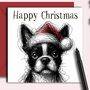 Boston Terrier Dog Christmas Card. The Christmas Pawtrait, thumbnail 1 of 2