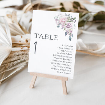 Wedding Seating Plan Cards Pink Lilac Floral, 4 of 7