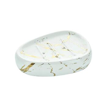 Five Pieces White And Gold Marble Bath Accessory Set, 8 of 8