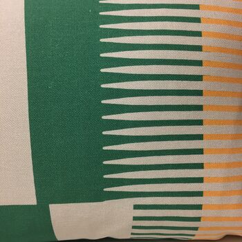 Combed Stripe Cushion, Bottle Green, Straw + Mustard, 4 of 6
