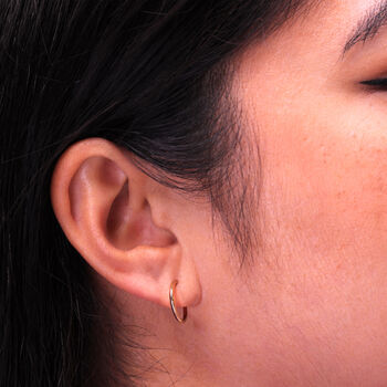 9ct Yellow Gold Plain Hoop Earrings, 3 of 9