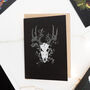 Reindeer Skull With Holly Gothic Christmas Card, thumbnail 1 of 2