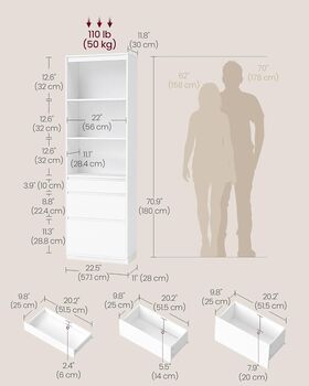 Tall Bookshelf With Three Drawers And Adjustable Shelves, 3 of 5