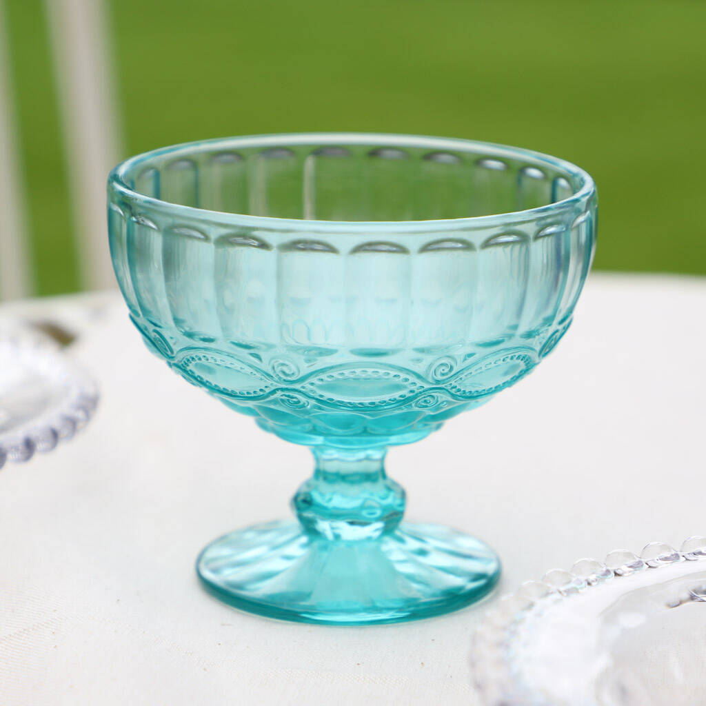 Set Of Four Frozen Blue Dessert Bowls By Dibor