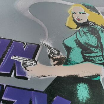 'Gun Crazy' Moll With Smoking Guns Signed Screenprint, 7 of 12