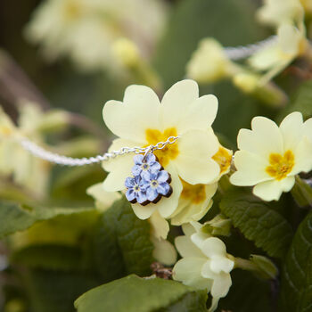 Inky Forget Me Not Birch And Silver Necklace, 10 of 12