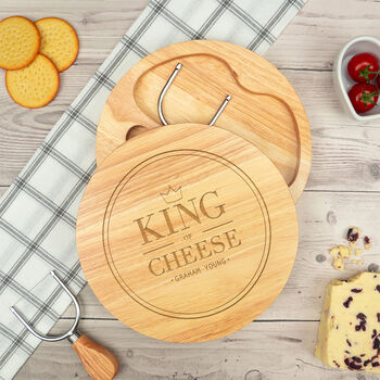 Personalised 'Queen Of Cheese' Cheeseboard Set For Her, 4 of 8