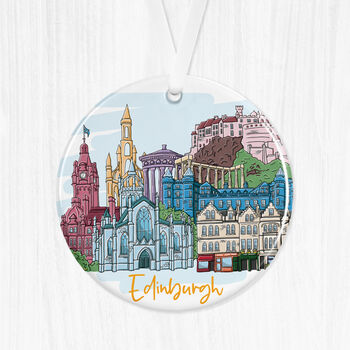 Personalised Edinburgh Skyline Ceramic Ornament, 2 of 5