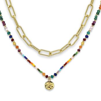 Multi Coloured Gold Plated Bead Necklace, 4 of 5