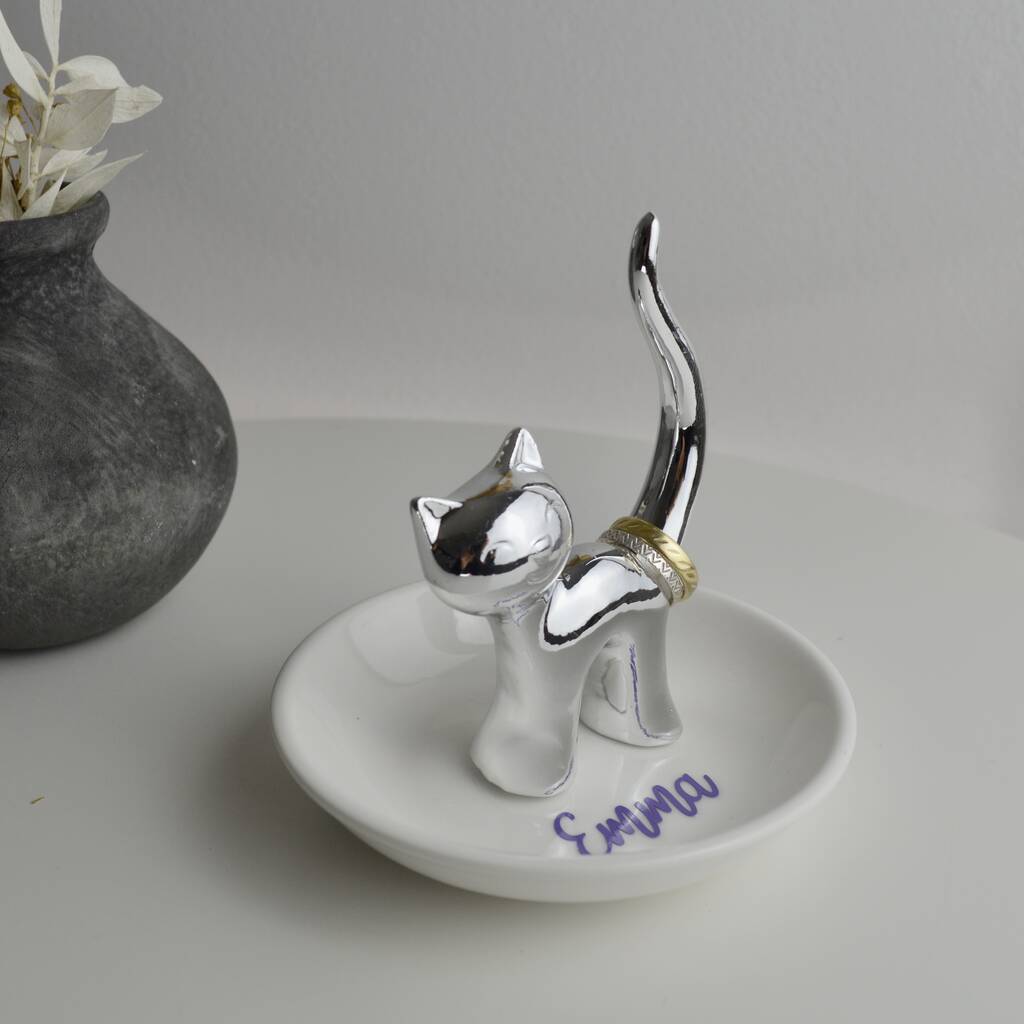 Personalised Cat Ring Stand And Dish, 1 of 8