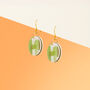 Olive Green Abstract Circular Earrings • Gold Plated Sterling Silver Hooks, thumbnail 5 of 8