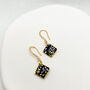 Diamond Shape Navy Dainty Drop Earrings, thumbnail 1 of 9