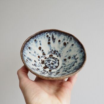Handmade Pottery Brown Blue Cereal Bowl, 2 of 9