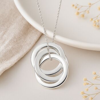 Personalised Heavy Sterling Silver Triple Interlinked Circles Necklace, 2 of 11